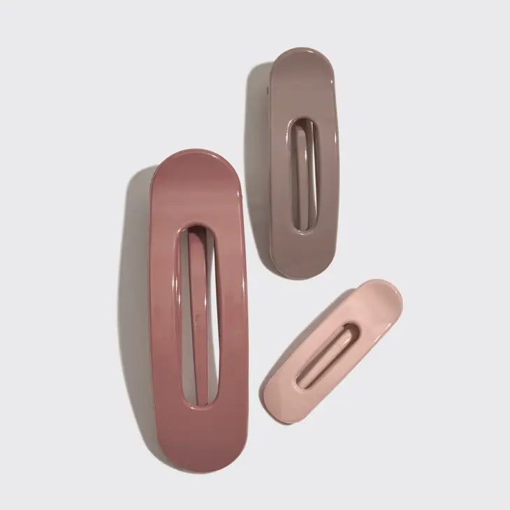 Flat Lay Claw Clip 3pc Flat Terracotta