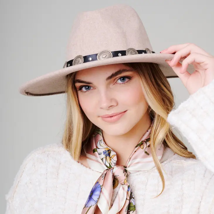 Beige Concho Fedora